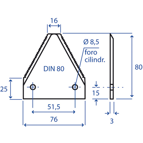 SEZIONE DIN80L 3MM FORO 8,5